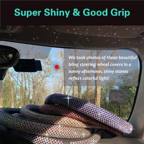 img 1 attached to 💎 Add Sparkle to Your Drive with PINCTROT Bling Bling Comfy Steering Wheel Cover - Crystal Rhinestones, Anti-Slip Diamond Leather, Universal 15 Inch (Silver)