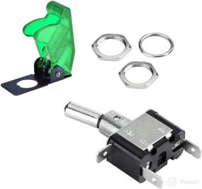 img 1 attached to 🚗 Pack of 5 ESUPPORT Car Green Cover Green LED Light Rocker Toggle Switches, SPST ON/Off