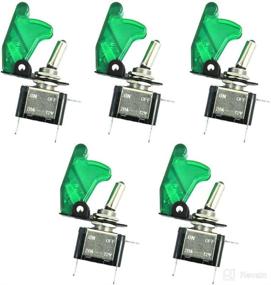 img 4 attached to 🚗 Pack of 5 ESUPPORT Car Green Cover Green LED Light Rocker Toggle Switches, SPST ON/Off