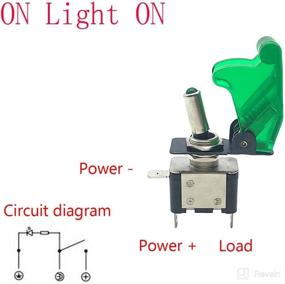 img 2 attached to 🚗 Pack of 5 ESUPPORT Car Green Cover Green LED Light Rocker Toggle Switches, SPST ON/Off