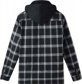 img 3 attached to Men'S Plaid Hooded Flannel Shirt Jacket With Quilted Lining - ZENTHACE Thicken