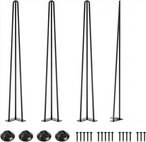 img 4 attached to 4PCS SMARTSTANDARD 40 Inch Black Metal Hairpin Furniture Legs For DIY Home Projects - 1/2'' 3 Rods With Rubber Floor Protectors