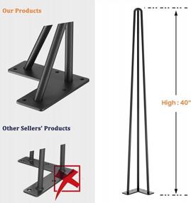 img 3 attached to 4PCS SMARTSTANDARD 40 Inch Black Metal Hairpin Furniture Legs For DIY Home Projects - 1/2'' 3 Rods With Rubber Floor Protectors