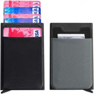 rfid slim card case with elastic cash coin pocket and pop-up feature - aluminum wallet for enhanced security logo