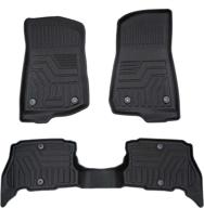 🚙 cartist custom fit all-weather floor mats for jeep wrangler 4xe 2021 2022 - 1st & 2nd row floor liners - tpe odorless - not for 2-door and jl unlimited models logo