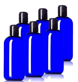 img 4 attached to 🔵 Cobalt Blue Plastic Bottles (8oz, 6-Pack) - BPA-Free Squeeze Containers with Disc Cap & Labels