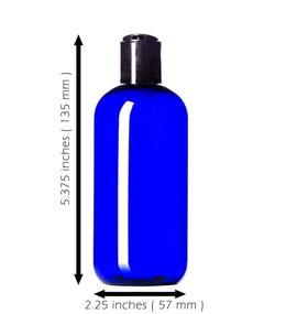 img 1 attached to 🔵 Cobalt Blue Plastic Bottles (8oz, 6-Pack) - BPA-Free Squeeze Containers with Disc Cap & Labels