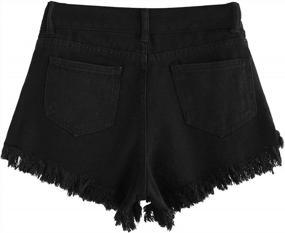 img 3 attached to Women'S High Waisted Ripped Denim Shorts - Raw Hem Distressed Casual Look