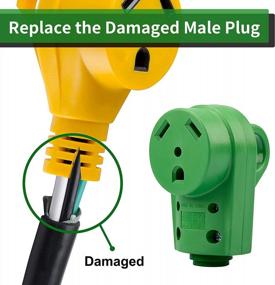 img 3 attached to RVGUARD NEMA TT-30R RV Replacement Male Plug 125V 30 Amp With Disconnect Handle, Green
