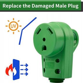 img 2 attached to RVGUARD NEMA TT-30R RV Replacement Male Plug 125V 30 Amp With Disconnect Handle, Green