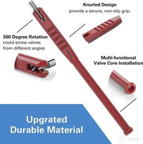 img 1 attached to CKAuto Tire Valve Stem Puller/Installer with Tire Valve Core Tool, Scratch-resistant High Tensile Strength Red Plastic Tire Valve Tool