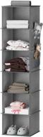 6-shelf hanging closet organizer and storage by youdenova - sturdy bamboo structure cloth organizer for sweaters, 11.8” x 11.8” x 47.2” in light grey logo