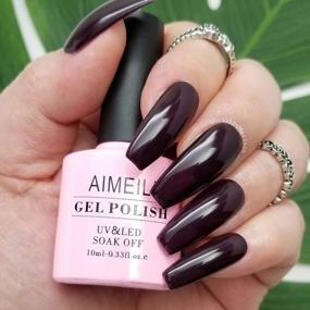 img 3 attached to Get Flawless Burgundy Plum Dark Purple Nails With AIMEILI Gel Polish - Soak Off, U V LED (028) 10Ml