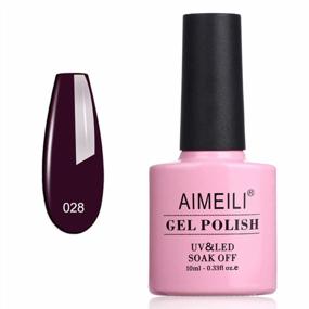 img 4 attached to Get Flawless Burgundy Plum Dark Purple Nails With AIMEILI Gel Polish - Soak Off, U V LED (028) 10Ml