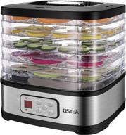 ostba food dehydrator machine adjustable temperature & 72h timer, 5-tray dehydrators for food and jerky, fruit, dog treats, herbs, snacks, led display, 240w electric food dryer, recipe book logo