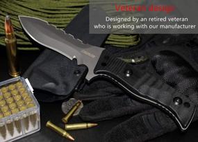 img 2 attached to OERLA TAC OL-0021SD Нож с фиксированным лезвием: 420HC из нержавеющей стали для кемпинга, охоты, выживания, EDC с ручкой G10 и ножнами из кайдекса (черный)