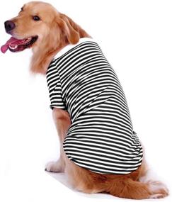 img 1 attached to 🐾 Stylish and Comfortable Petroom Dog Striped Tee Shirt for Large Dogs – Black White Stripe, Size L