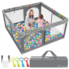 img 4 attached to 🏻 Premium & Spacious Baby Playpen: 50x50 inch, Sturdy & Safe with Soft Breathable Mesh, Indoor & Outdoor Activity Center for Babies and Toddlers