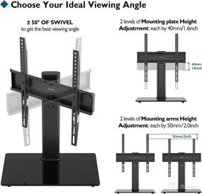 img 1 attached to 📺 BONTEC Height Adjustable Swivel Table Top TV Stand for 26-55 inch LED OLED LCD Plasma Flat Curved Screens - With Max Load Capacity of 99lbs, VESA 400x400mm