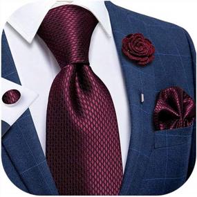 img 4 attached to Enhance Your Style With DiBanGu'S Stylish Silk Tie Set: Woven Handkerchief, Necktie, And Lapel Pin In Paisley, Plaid, Solid, And Floral Designs