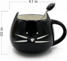 img 3 attached to 🐱 Teagas Cute Cat Mug 12 oz - Adorable Black Kitty Ceramic Mug with Cute Cat Spoon, Perfect Gift for Crazy Cat Lady