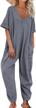 women's v-neck jumpsuit with half sleeves and long baggy pants in solid colors and beam foot style logo