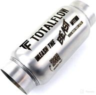 totalflow 943 mini muffler - round 3.25" width, 7" body, 9" overall length with 2.25" inner inlet and outer diameter outlet logo