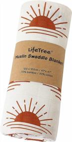img 2 attached to LifeTree Muslin Swaddle Blankets, Baby Swaddle Blankets Unisex Newborn Receiving Blanket For Boys & Girls, 70% Bamboo & 30% Cotton, Silky Soft, Breathable, Large 47 X 47 Inches, Sunshine Print