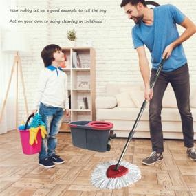 img 2 attached to 🧹 Efficient Home Cleaning System: Mop and Bucket with Wringer Set, Spin Mops with Foot Pedal, Washable for Wet and Dry Household Cleaning