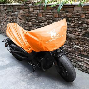 img 2 attached to 🏍️ X AUTOHAUX Lightweight Half Cover Outdoor Waterproof Rain Dust Protector - Orange M Size for Full Dress Touring Cruiser Motorcycles