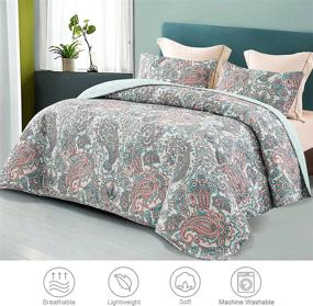 img 3 attached to Queen Size Paisley Quilt Set By Exclusivo Mezcla: Colorful Lightweight Quilted Bedspread, Coverlet, And Bedding With Blue And White Print Pattern (92X96)