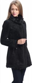 img 1 attached to Женское прогулочное пальто BGSD черного цвета из искусственной овчины с асимметричной молнией спереди - большой размер