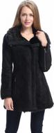 bgsd women's black faux shearling asymmetrical zip front walking coat - size large logo