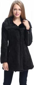 img 4 attached to BGSD Women'S Black Faux Shearling Asymmetrical Zip Front Walking Coat - Size Large