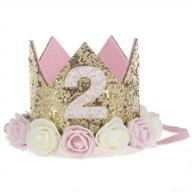 👑 2nd baby birthday crown: flower tiara headband for princess-themed 2 year old birthday party hat, photography props, and decorations, ideal baby photography gifts logo