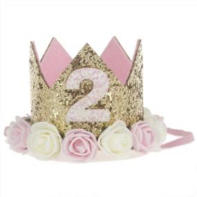 img 1 attached to 👑 2nd Baby Birthday Crown: Flower Tiara Headband for Princess-Themed 2 Year Old Birthday Party Hat, Photography Props, and Decorations, Ideal Baby Photography Gifts