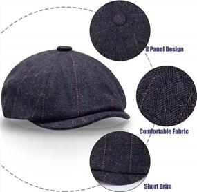 img 3 attached to 🎩 2-Pack Classic Newsboy Hats for Men - Wool Blend Ivy Hat with 8 Panels