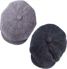 img 4 attached to 🎩 2-Pack Classic Newsboy Hats for Men - Wool Blend Ivy Hat with 8 Panels