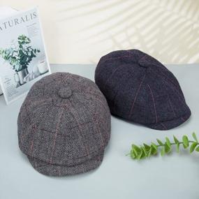 img 1 attached to 🎩 2-Pack Classic Newsboy Hats for Men - Wool Blend Ivy Hat with 8 Panels