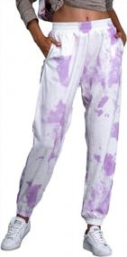img 4 attached to Женские стильные спортивные штаны с принтом тай-дай - AMEBELLE Повседневные шаровары для тренировок с поясом