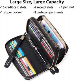 img 3 attached to Secure Your Essentials With SENDEFN'S RFID Blocking Leather Large Wallet For Women - Phone Wristlet And Card Holder!