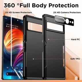 img 1 attached to Google Pixel 7 Pro Case 5 In 1 - Heavy Shockproof Rugged Full-Body Protection With 2 Pack Screen Protector + Tempered Glass Camera Lens Protector - Drop Proof For 6.7” Phones - Temdan Black