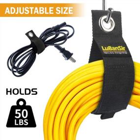 img 3 attached to LuBanSir 3 Pack Extension Cord Holder, 26" (Mega) Heavy Duty Garage Storage Straps For Reels Of Cords, Cable, Pool Hose, Rope & Bulk Items