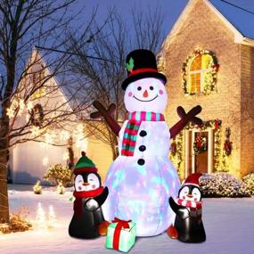 img 4 attached to OurWarm 6Ft Inflatable Snowman And Penguin Christmas Decoration With Rotating LED Lights For Outdoor And Indoor Christmas Decor, Blow Up Yard Decorations For Garden And Home