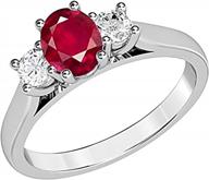 voss+agin 10k white gold 1.00ctw oval genuine ruby and diamond 3 stone ring logo