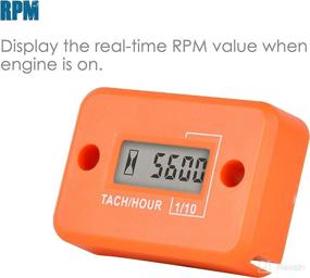 img 2 attached to 🏎️ Runleader Digital Mini Tach Hour Meter for ZTR Lawn Mower Tractor Generator Outboard ATV Chainsaw Marine Snowblower – Real-time RPM Display, TOT Hours Accumulate, Battery Operated (Orange)