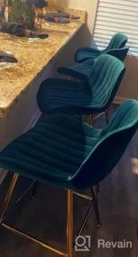 img 6 attached to 24-дюймовый зеленый бархатный барный стул, набор из 2 посадочных мест для кухонного счетчика