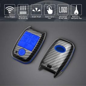 img 2 attached to 🔑 TANGSEN Key Fob Case - KIA SEDONA GRAND CARNIVAL MPV 6 Button Remote Cover - Black Carbon Fiber Pattern ABS Blue Silicone: A Stylish and Protective Accessory