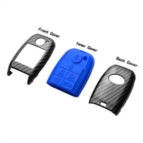 img 3 attached to 🔑 TANGSEN Key Fob Case - KIA SEDONA GRAND CARNIVAL MPV 6 Button Remote Cover - Black Carbon Fiber Pattern ABS Blue Silicone: A Stylish and Protective Accessory