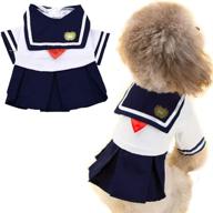 🐶 aniac navy captain pet suit: cute sailor costume with red bow-knot skirt for cats and dogs логотип